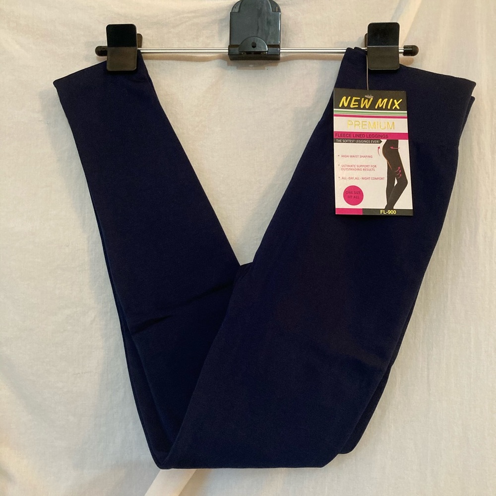 New Mix Navy Fleece Lined Leggings Regular OSFM